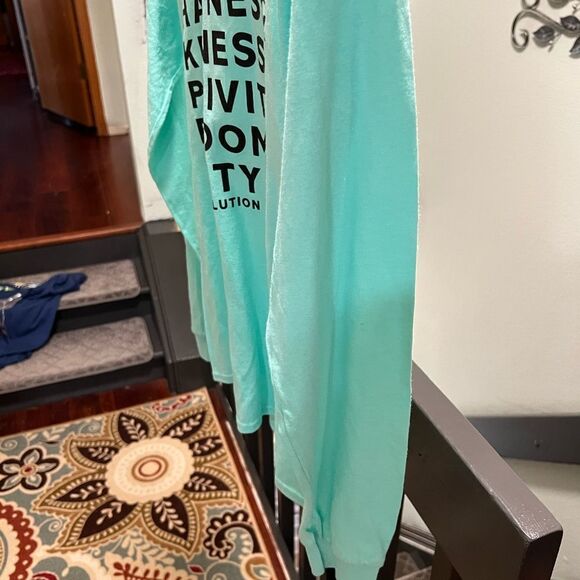 Green & Black Long Sleeve Small T-Shirt”Kindness Revolution  #078 - Picture 4 of 5